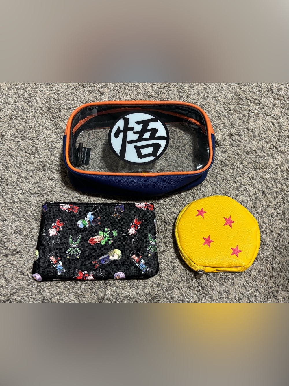 Dragonball Z - 3 zippered pouches - All new without tags
